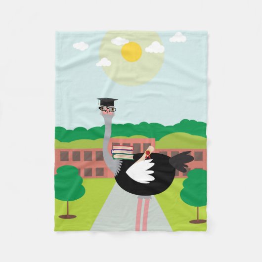 Een opgeleide struisvogel fleece deken (Voorkant)
