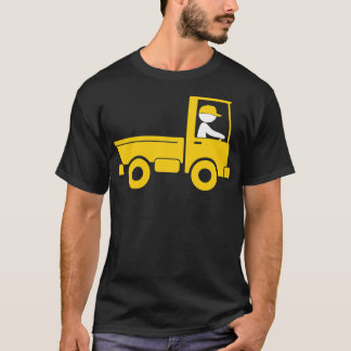 Een ophaalwagen rijdt naar een pakhuis met een gra t-shirt