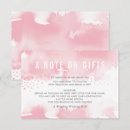 EEN OPMERKING OP GIFTS stijlvolle waterverf blush  Kaart (Voorkant / Achterkant)