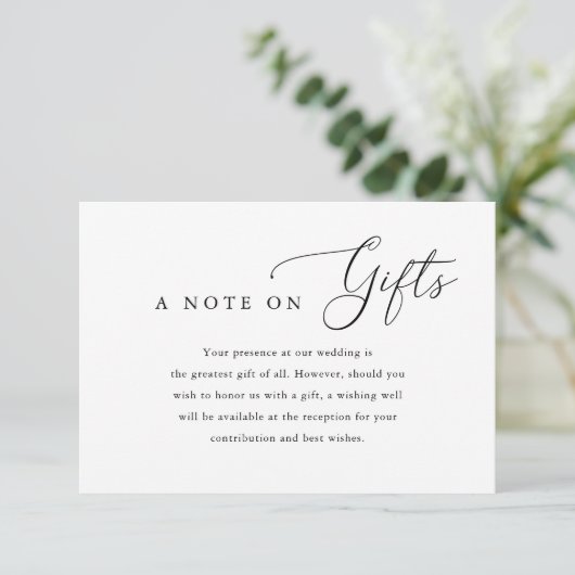 Een opmerking over de Kaart van cadeautjes | Elega (Staand voorkant)