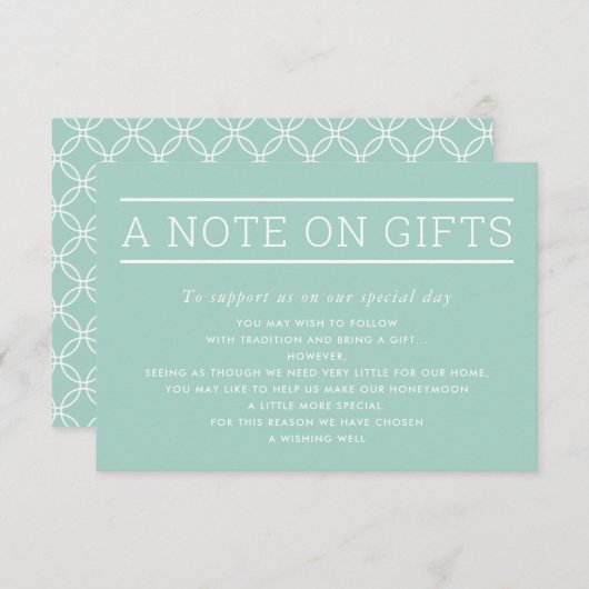 Een opmerking over geschenken eenvoudige moderne t kaart (Voorkant / Achterkant)