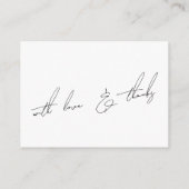 Een opmerking over geschenken, modern handschrift informatiekaartje (Achterkant)