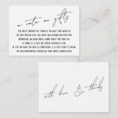 Een opmerking over geschenken, modern handschrift informatiekaartje (Voorkant / Achterkant)