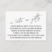 Een opmerking over geschenken, modern handschrift informatiekaartje (Voorkant)
