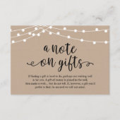 Een Opmerking Over Geschenken Rustieke Trouw Kraft Informatiekaartje (Voorkant)