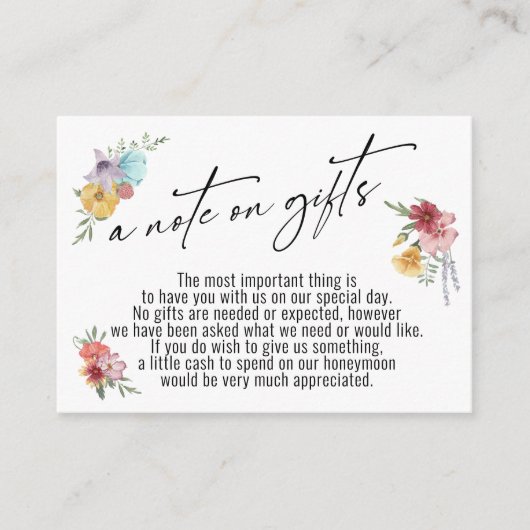 Een opmerking over geschilde wilde bloemen informatiekaartje (Voorkant)