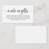 Een opmerking over Huwelijkscadeaus, modern elegan Informatiekaartje (Voorkant / Achterkant)
