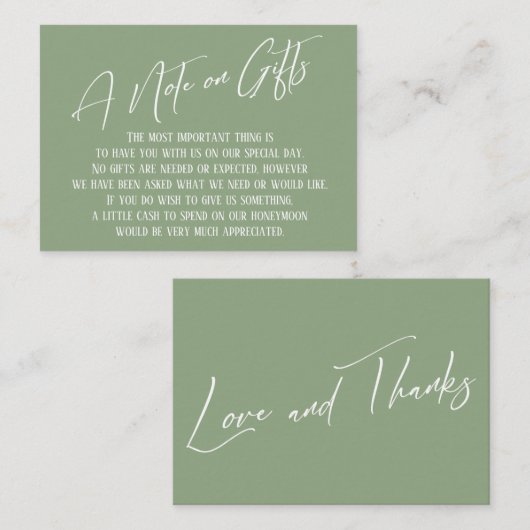 Een opmerking over moderne handschriftafstand: gro informatiekaartje (Voorkant / Achterkant)