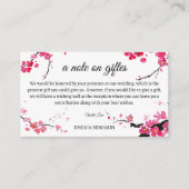 een opmerking over weddenschappen met cadeautjes o informatiekaartje (Voorkant)