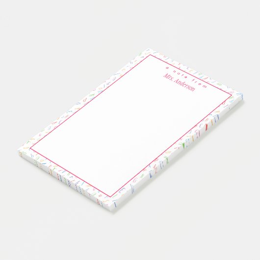 Een opmerking van - Aangepaste leraarsnaam - Cute  Post-it® Notes (Schuin)