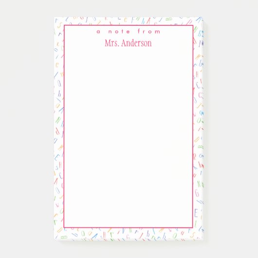 Een opmerking van - Aangepaste leraarsnaam - Cute Post-it® Notes (Voorkant)