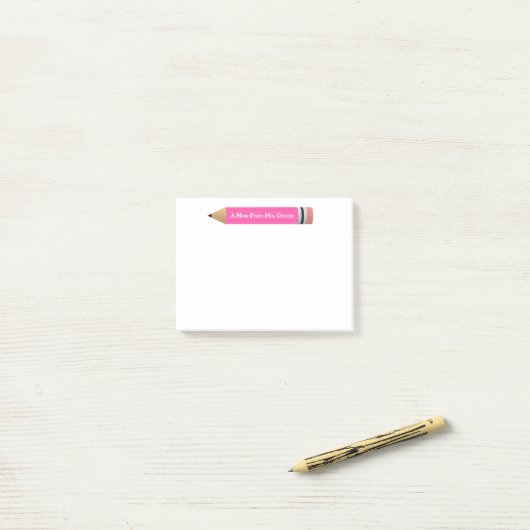 Een opmerking van de leerling-roze potlood post-it® notes (Op bureau)