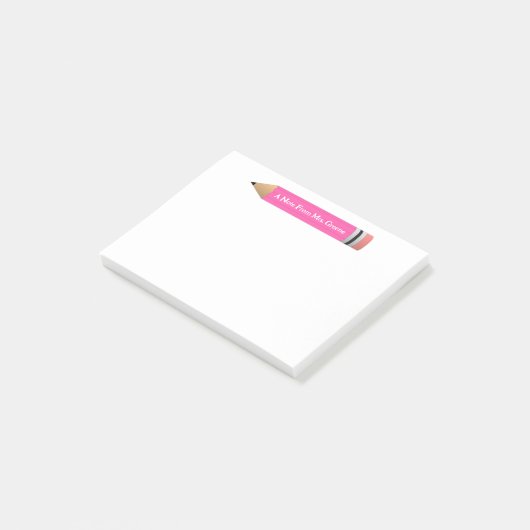 Een opmerking van de leerling-roze potlood post-it® notes (Schuin)