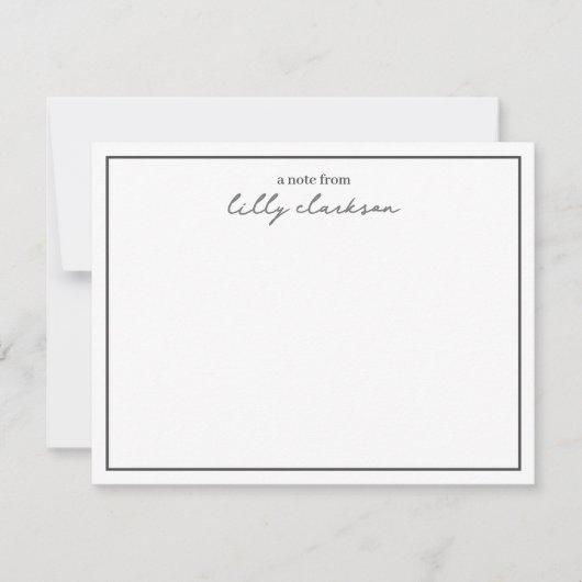 Een opmerking van Monogram Script Border Black Whi Notitiekaartje (Voorkant)