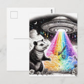 Een opossum en een ufo briefkaart (Voorkant / Achterkant)