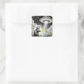 Een opossum en een ufo vierkante sticker (Tas)