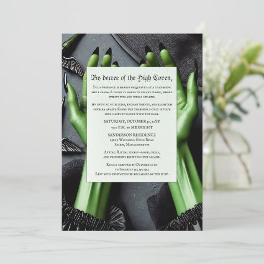 Een Oproeping van Schaduwen Heksen Halloween Feest Kaart (Staand voorkant)