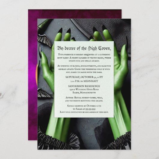 Een Oproeping van Schaduwen Heksen Halloween Feest Kaart (Voorkant / Achterkant)