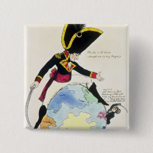 Een opslag op een Stride over het Wereldbol, 1803 Vierkante Button 5,1 Cm