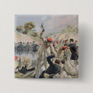 Een opstand van Franse Anarchisten in Guyana Vierkante Button 5,1 Cm