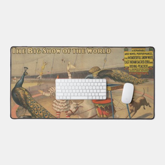 Een optredende zebu en pauw met clown trainer bureaumat (Keyboard & Muis)