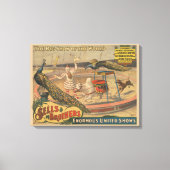 Een optredende zebu en pauw met clown trainer canvas afdruk (Voorkant)