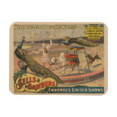 Een optredende zebu en pauw met clown trainer magneet (Horizontaal)