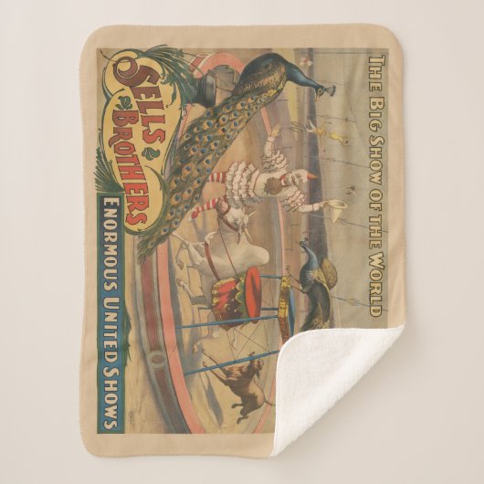 Een optredende zebu en pauw met clown trainer sherpa deken (Voorkant)