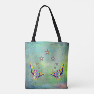 Een opvallend aquamarine abstract tote bag
