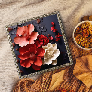 Een opvallend boeket van rode en witte bloemen foto afdruk