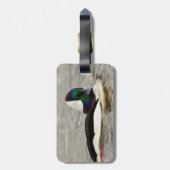 Een opvallende bufferwagen zwemt door bagagelabel (Achterkant verticaal)