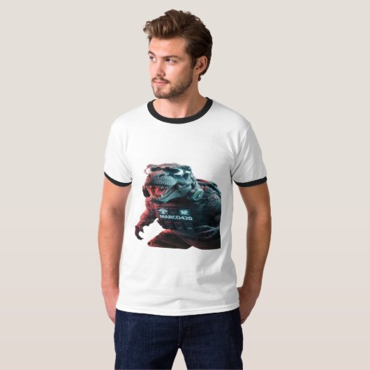 Een opvallende foto van een dreigende T-Rex, showc T-shirt (Voorkant volledig)