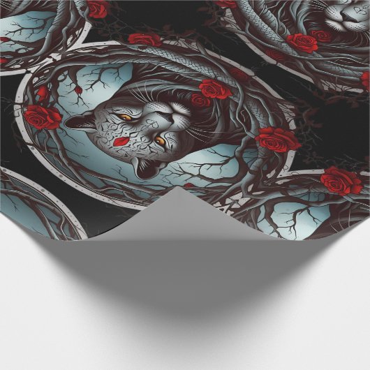 Een opvallende illustratie van een panter cadeaupapier (Hoek)