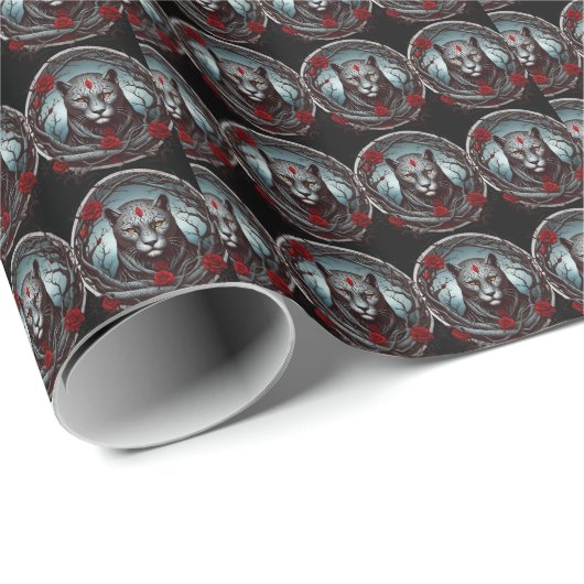 Een opvallende illustratie van een panter cadeaupapier (Rol Hoek)