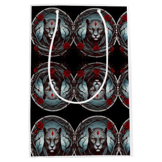 Een opvallende illustratie van een panter medium cadeauzakje (Voorkant)