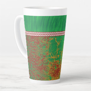 Een opvallende sjaal in Indiase stijl met een mix Latte Mok