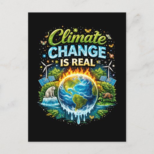 Een opwarmende wereld briefkaart (Voorkant)