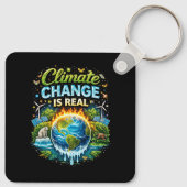 Een opwarmende wereld sleutelhanger (Achterkant)