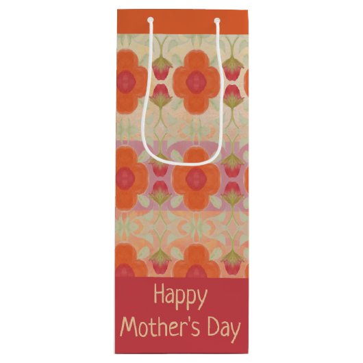 Een Oranje decoratief ontwerp Wijn Cadeautas (Voorkant)