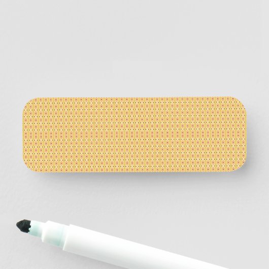 Een oranje en gele achtergrond met cirkels naamplaatje (In situ)