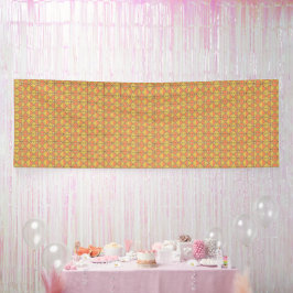 Een oranje en gele achtergrond met een motief spandoek