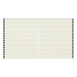 Een oranje en gele achtergrond met kleine stippen naambadge