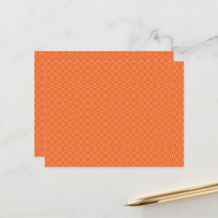Een oranje en gele achtergrond met kleine vierkant briefkaart