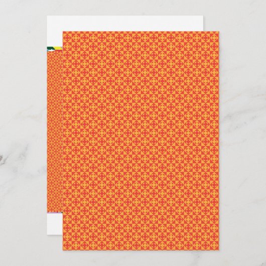 Een oranje en gele achtergrond met kleine vierkant kaart (Voorkant / Achterkant)