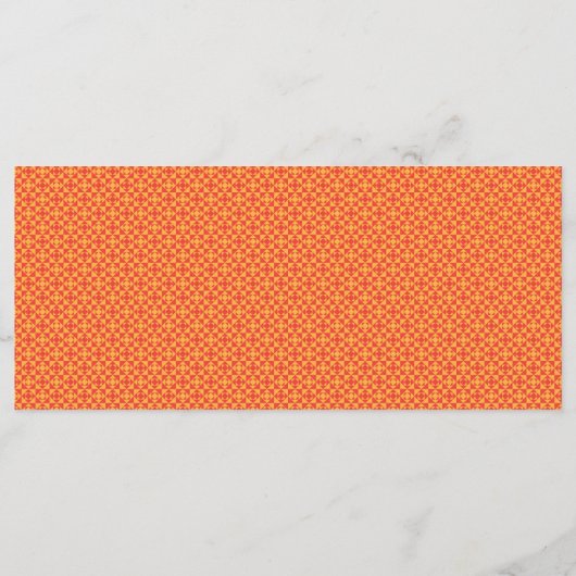 Een oranje en gele achtergrond met kleine vierkant menu (Achterkant)