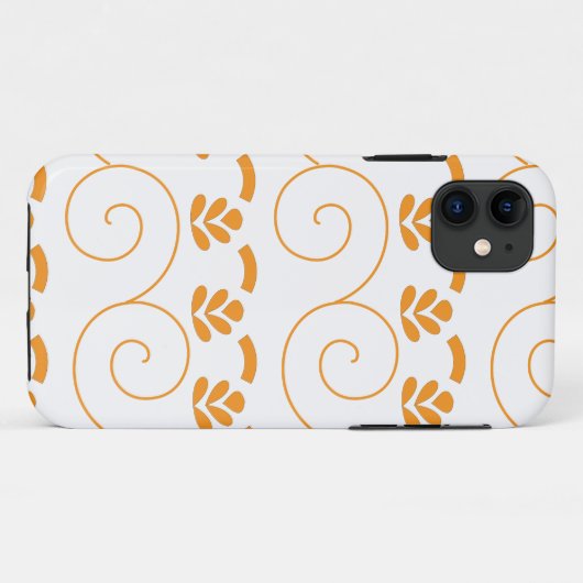 Een oranje en wit patroon met wervelingen erop Case-Mate iPhone case (Achterkant (horizontaal))