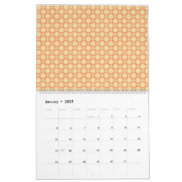 Een oranje en witte achtergrond met een motief kalender