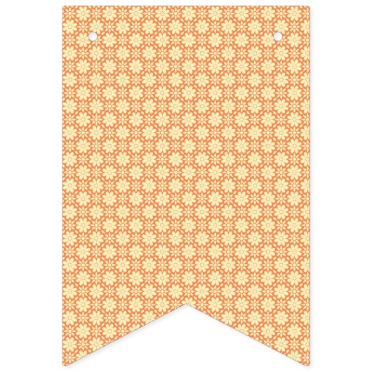 Een oranje en witte achtergrond met kleine vierkan vlaggetjes (Eerste vlag)