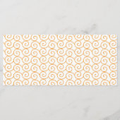 een oranje en witte achtergrond met krullen menu (Voorkant)