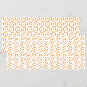 een oranje en witte achtergrond met krullen menu